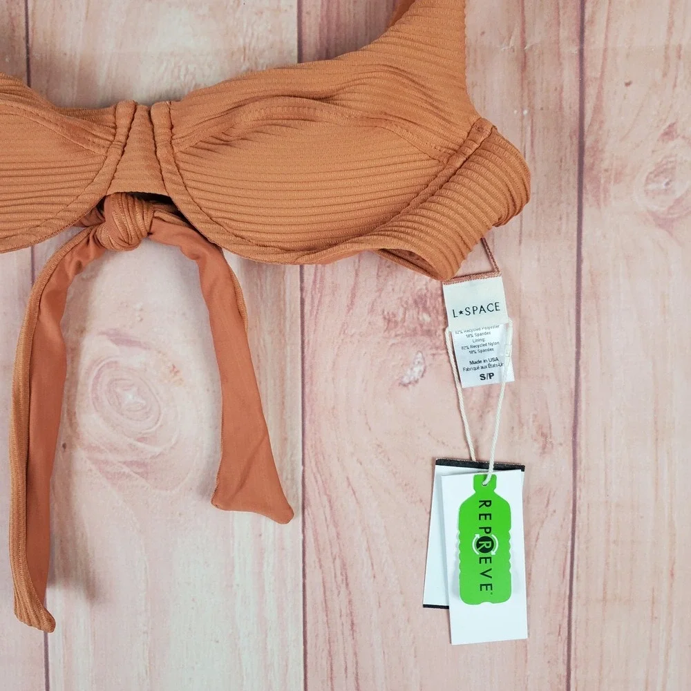 Lspace Sienna Eco Chic Repreve Nikita Bikini Top Women S Orange Stretch Swimwear